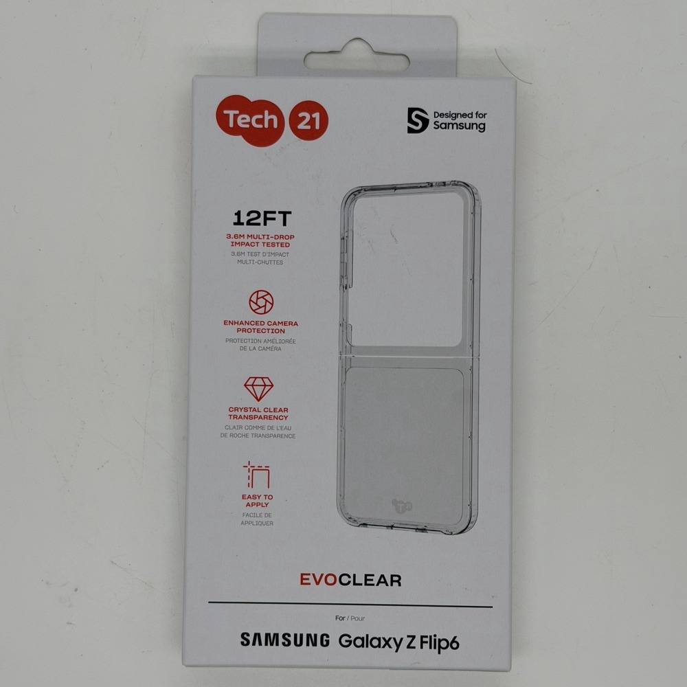 Tech21 EvoClear Phone Case Clear 12' Drop Protection For Samsung Galaxy Z Flip6